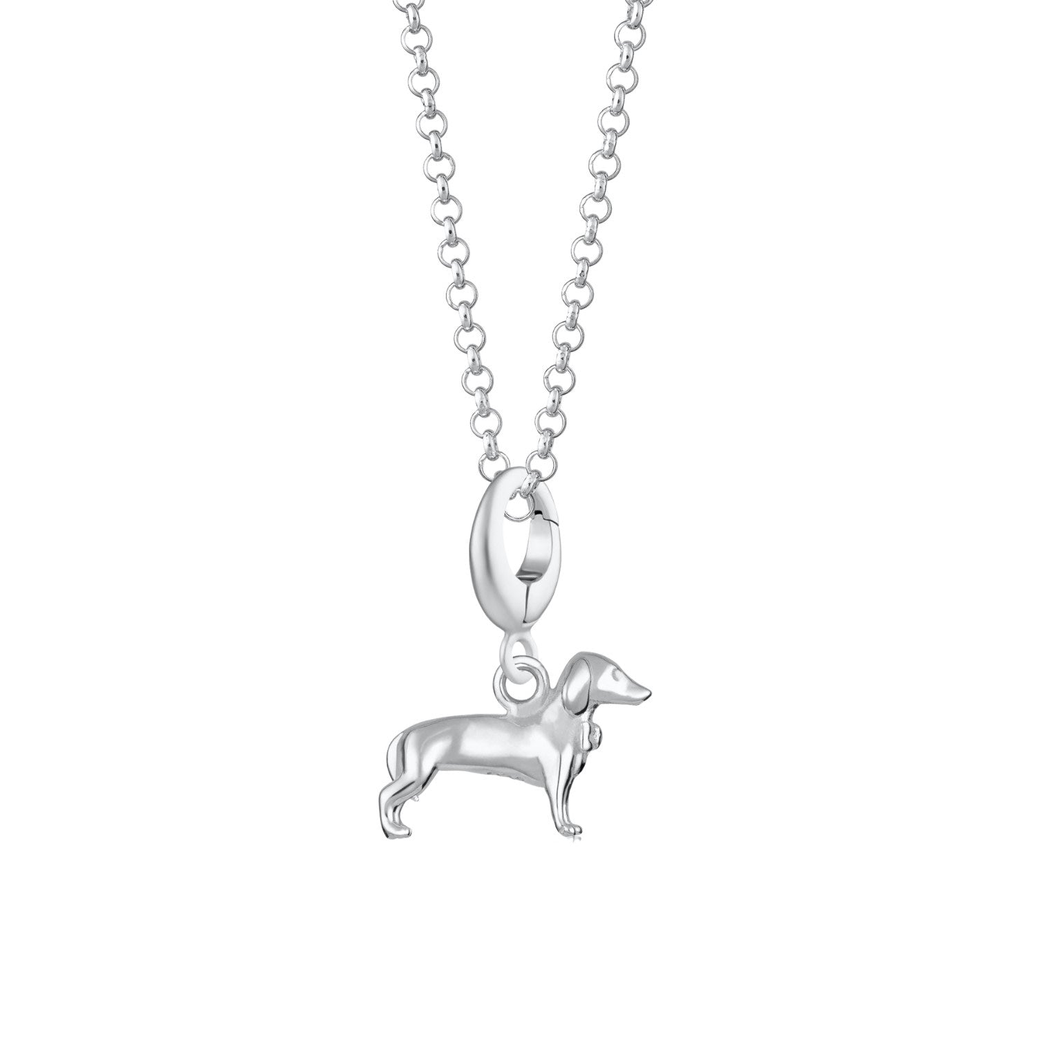 Sterling Silver Sausage Dog Charm Necklace