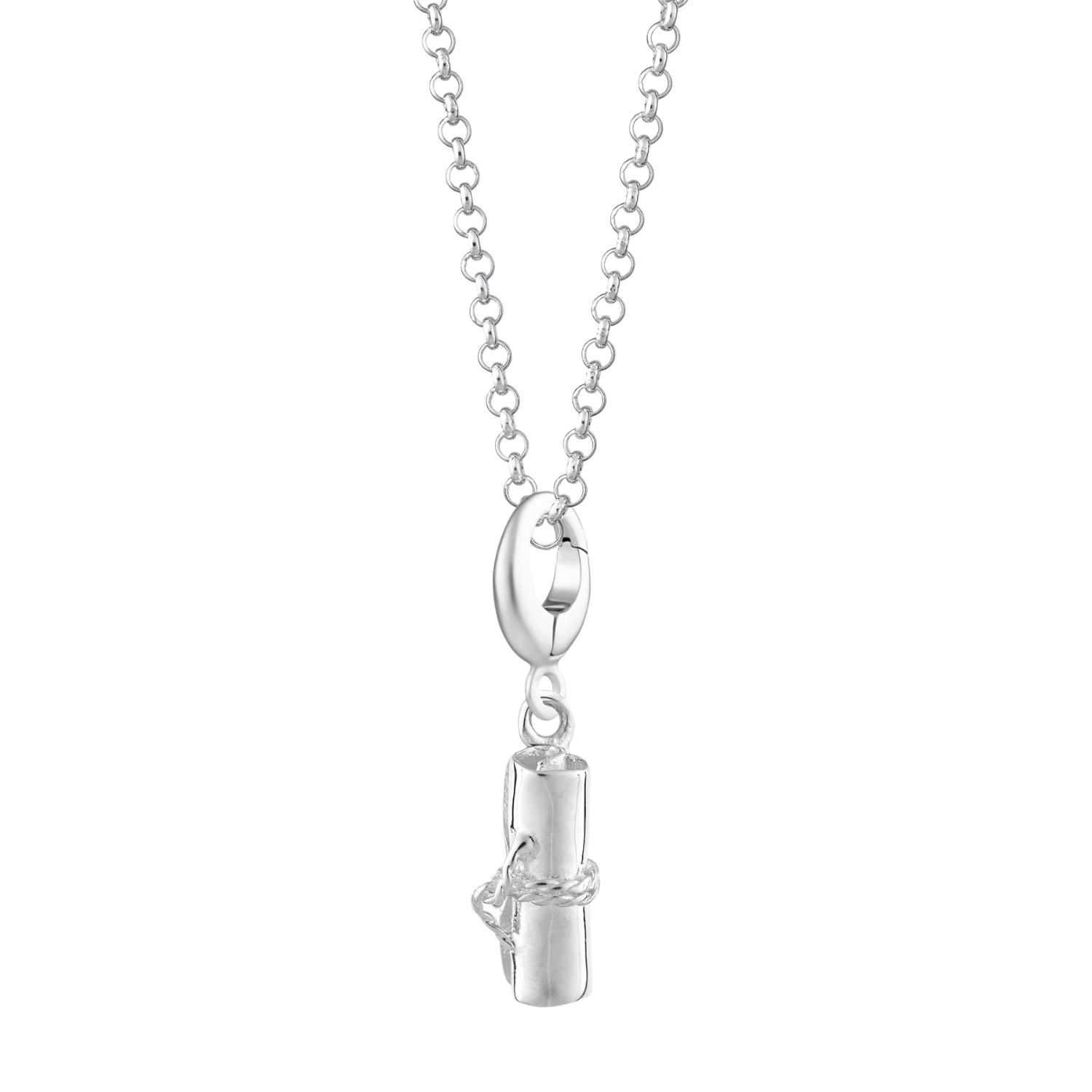 Sterling Silver Scroll Graduation Charm Necklace
