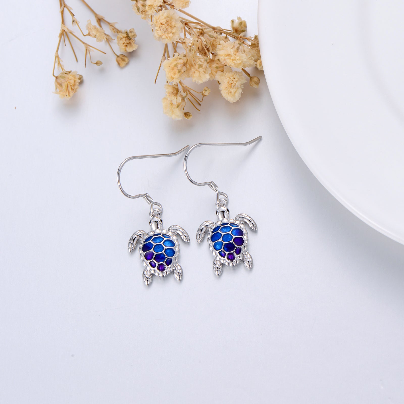 Sterling Silver Sea Turtle Drop Earrings