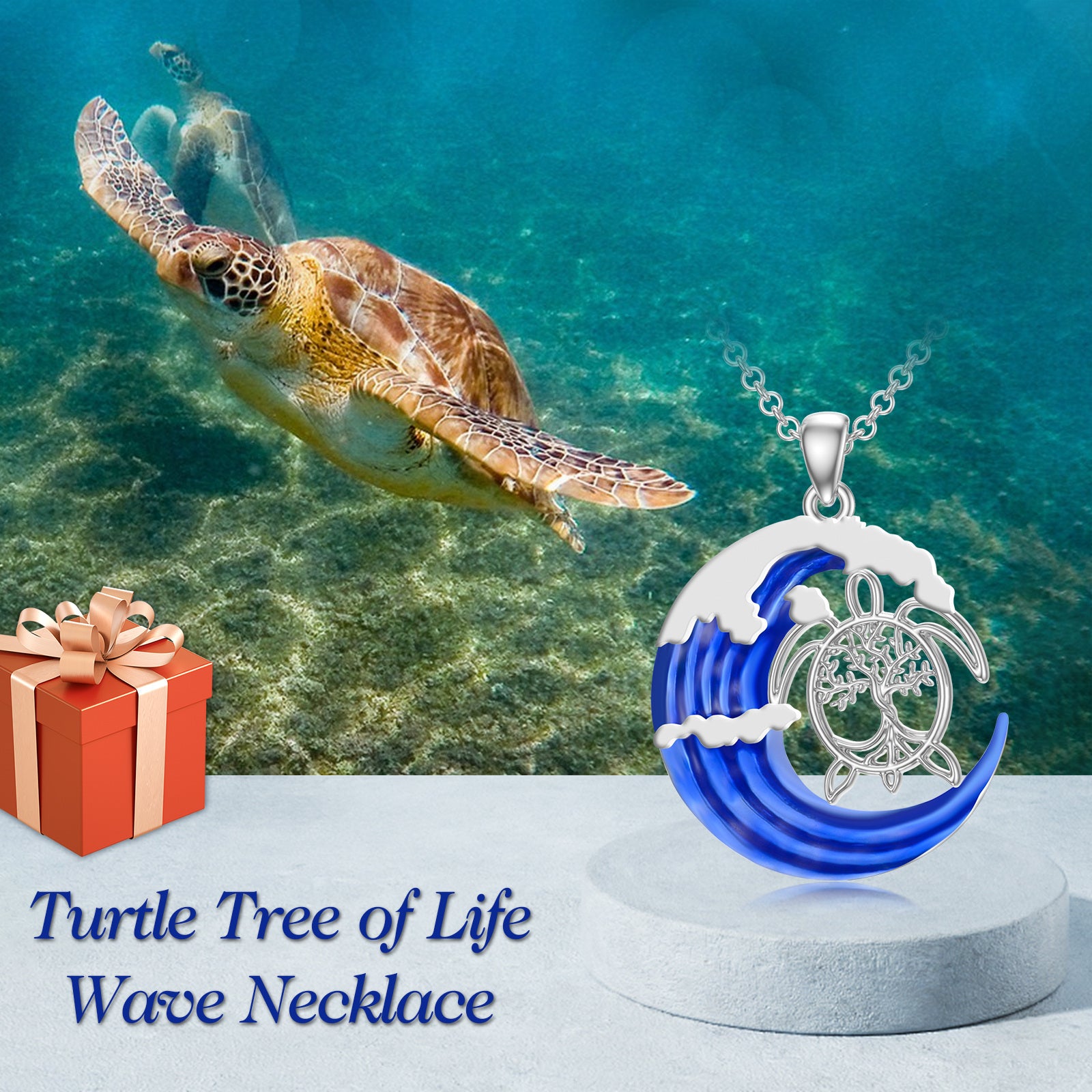 Sterling Silver Sea Turtle Pendant Necklace