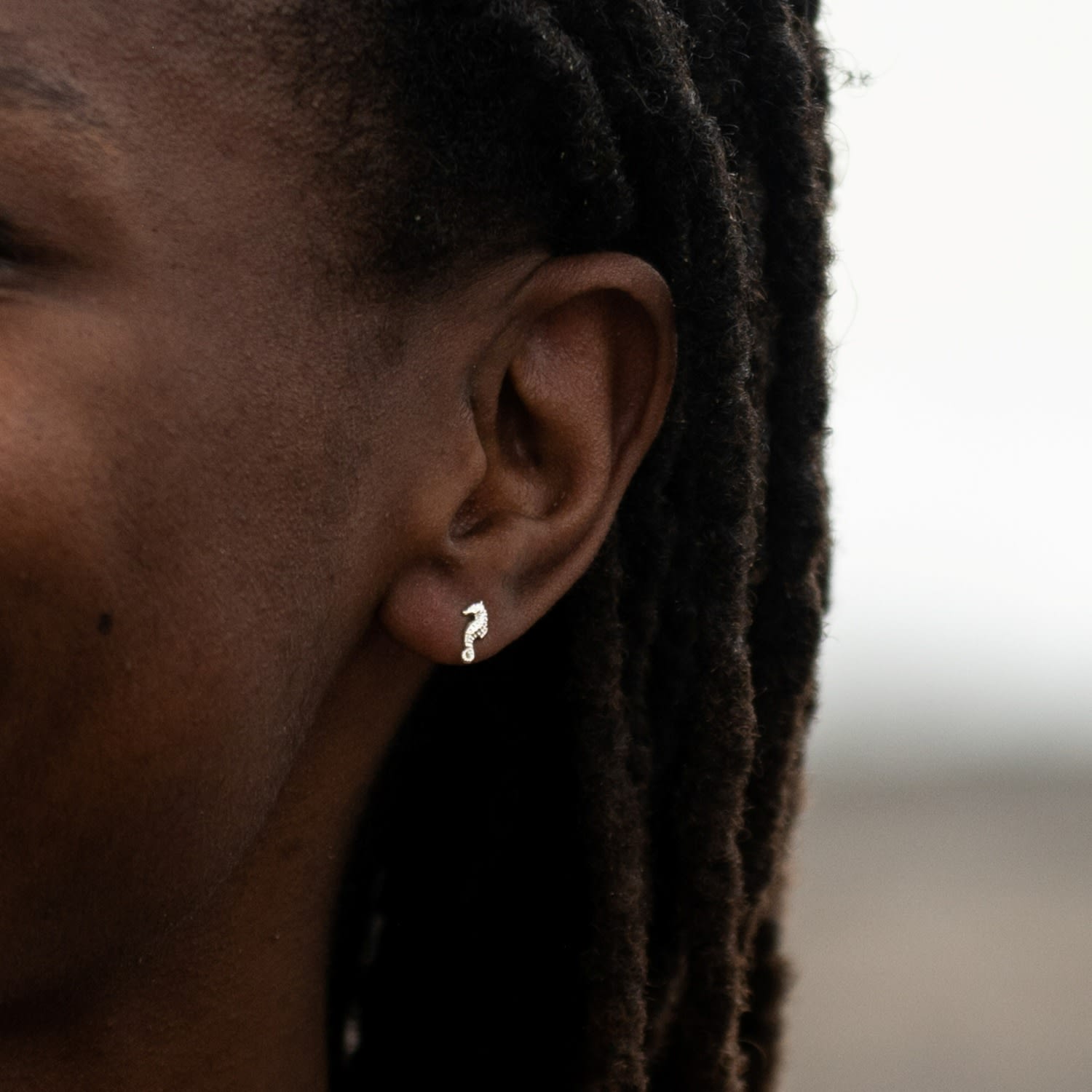 Sterling Silver Seahorse Stud Earrings