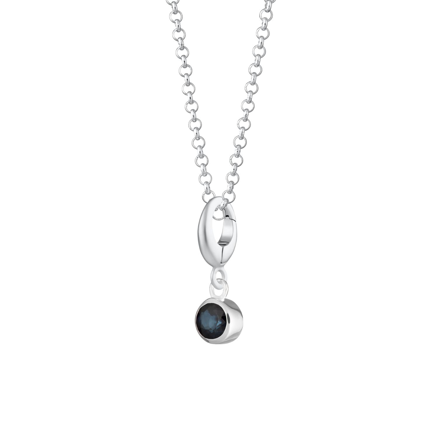 Sterling Silver September Birthstone Charm Necklace - Sapphire
