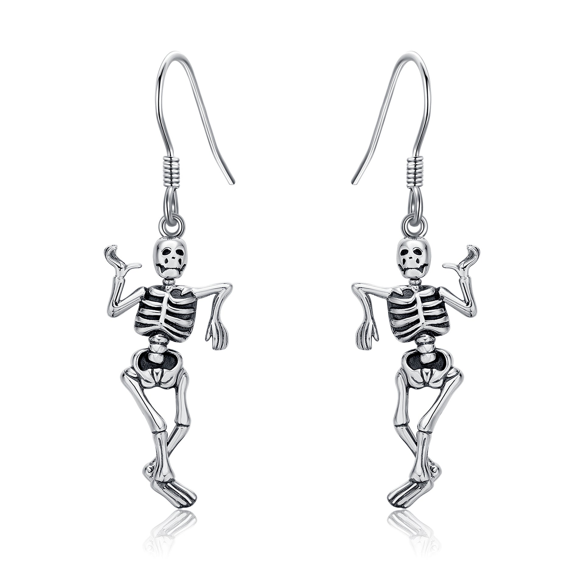 Sterling Silver Skeleton Drop Earrings