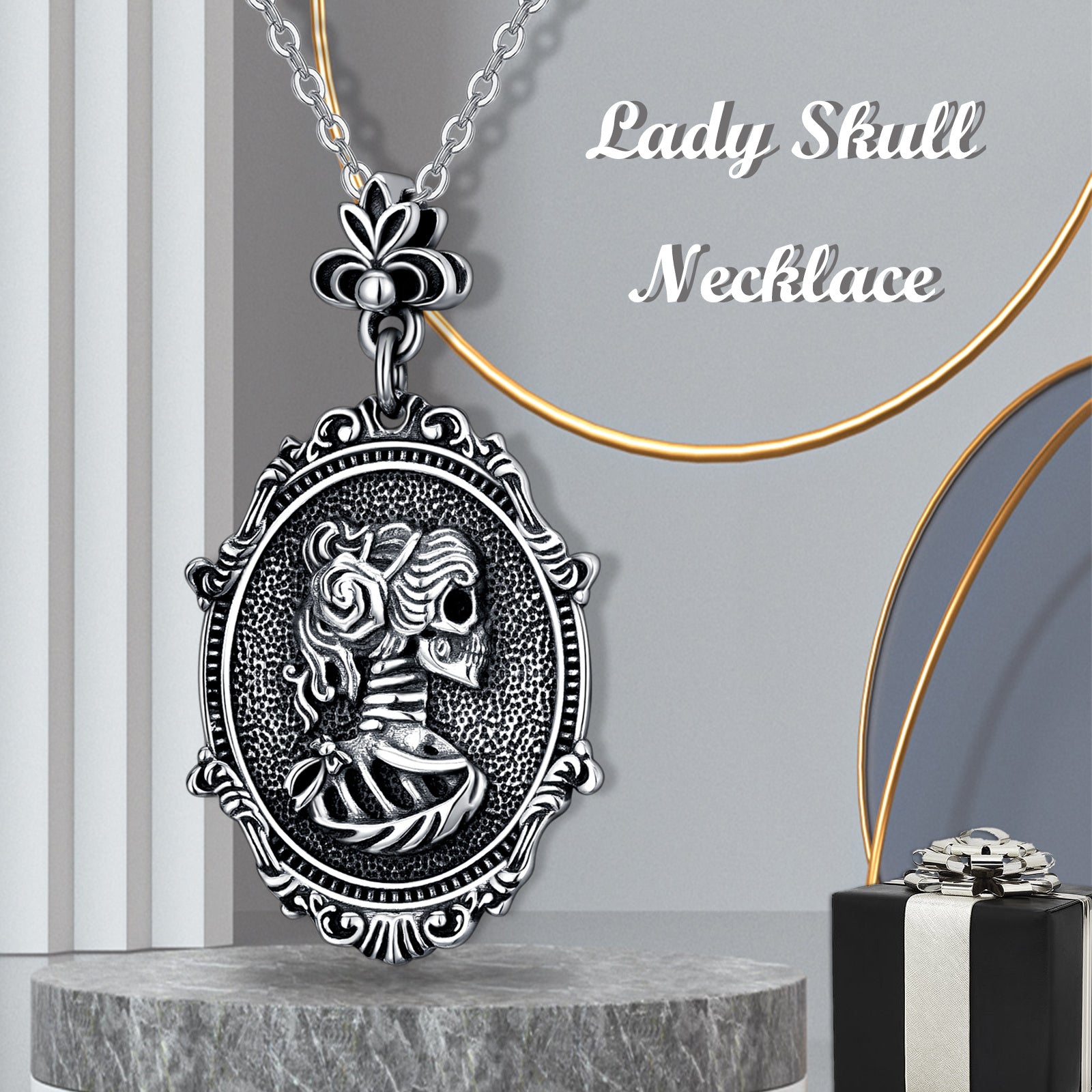 Sterling Silver Skeleton Pendant Necklace