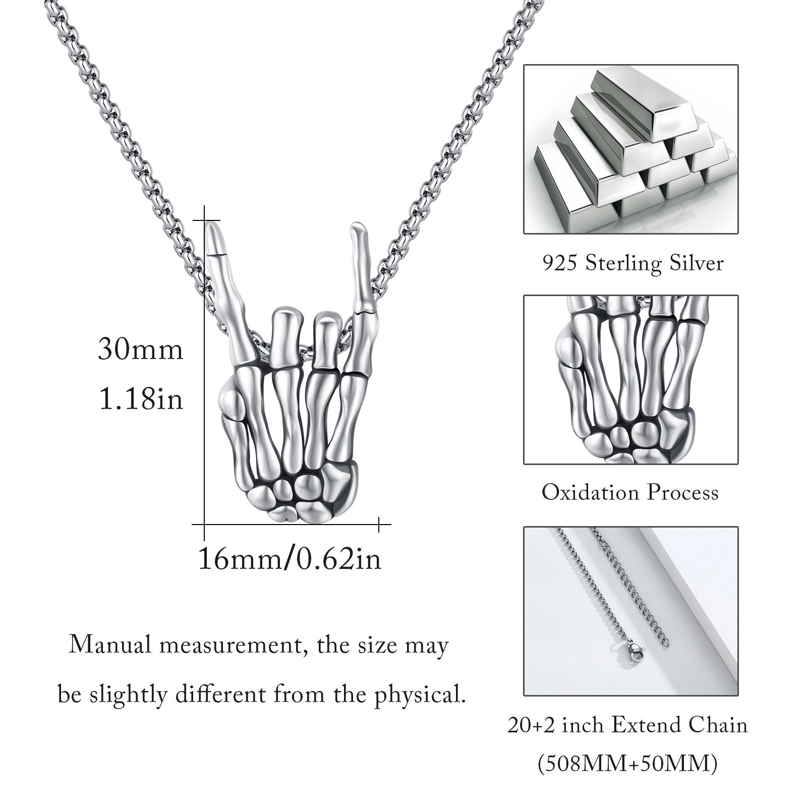 Sterling Silver Skeleton Pendant Necklace