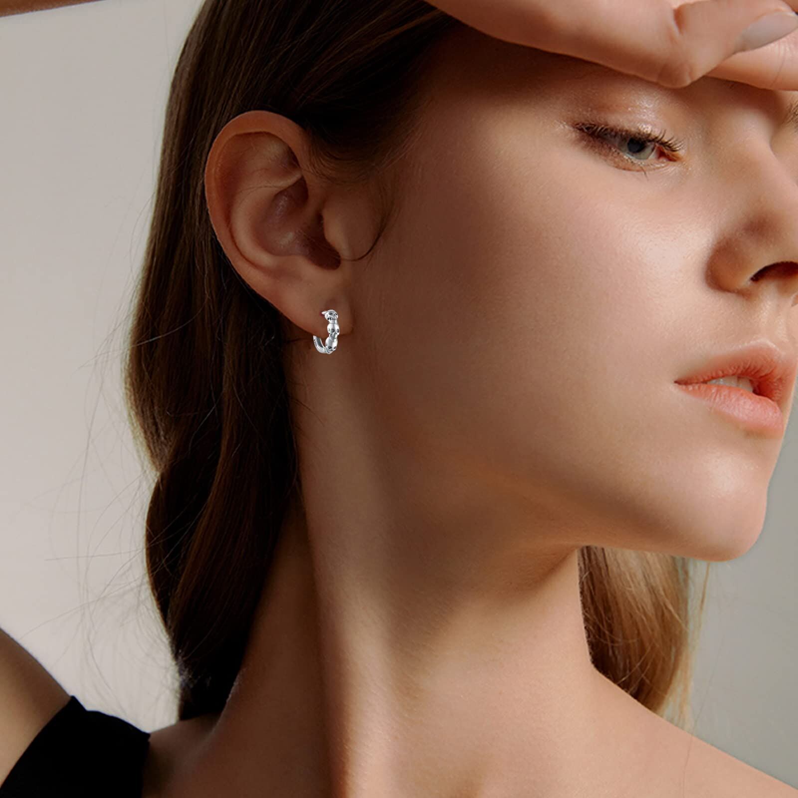 Sterling Silver Skull Hoop Earrings