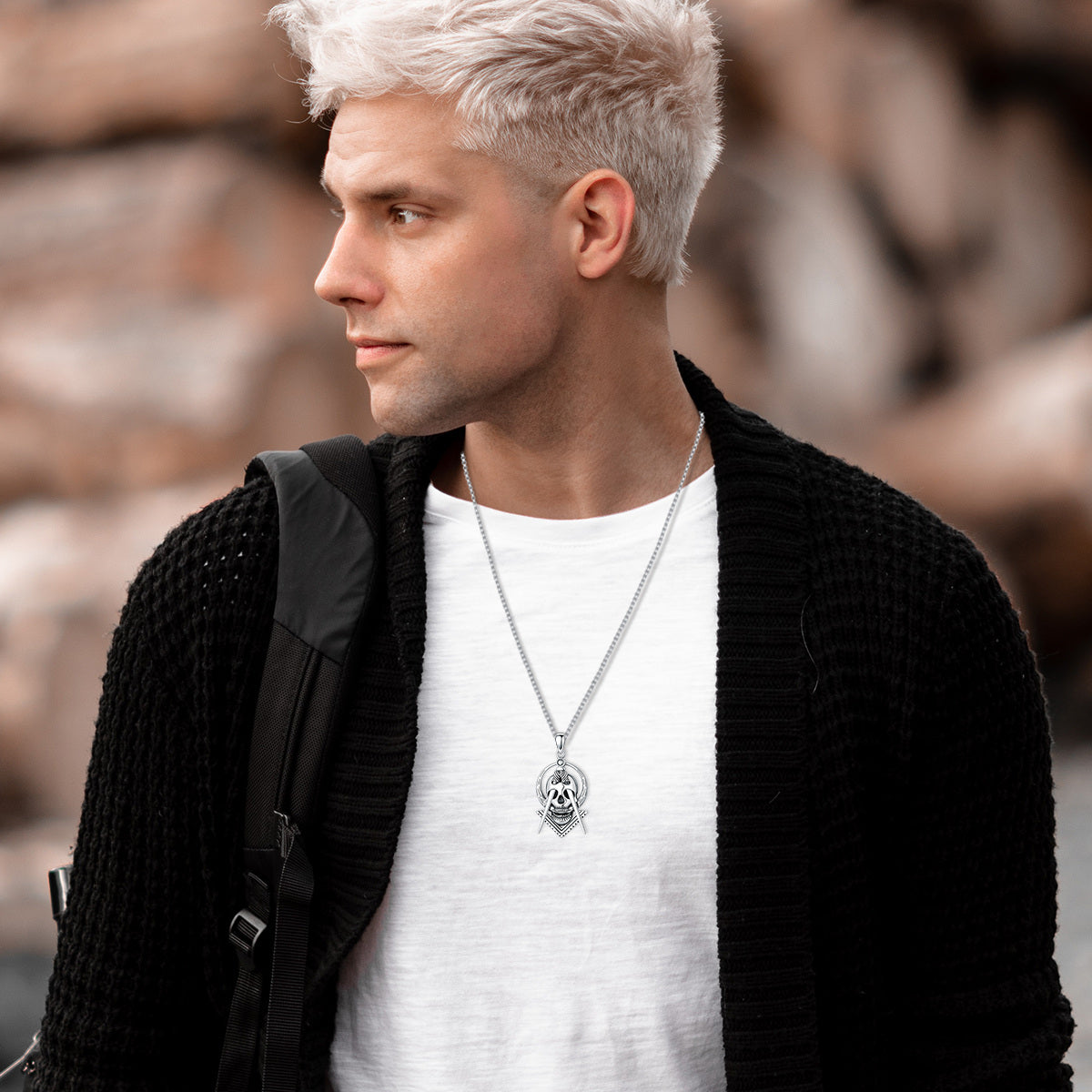 Sterling Silver Skull Pendant Necklace
