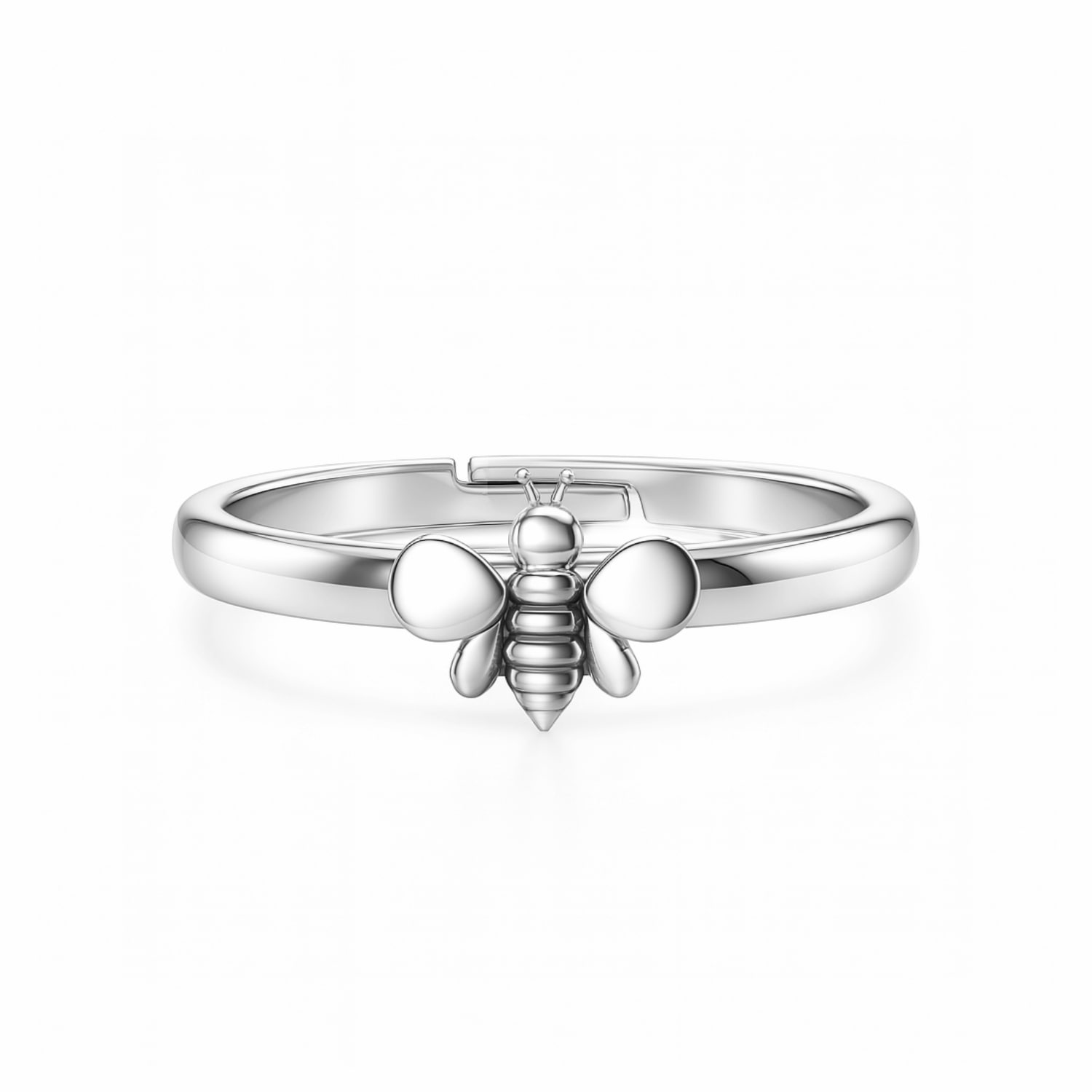 Sterling Silver Small Bee Ring – Symbolic, Nature-Inspired, Adjustable - Unaloe Handmade Ring For Women