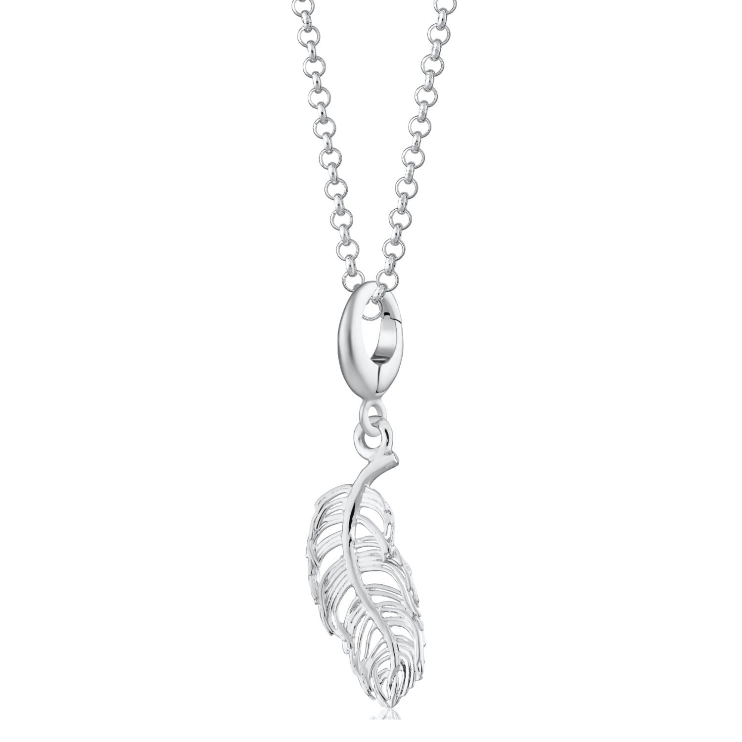 Sterling Silver Small Feather Charm Necklace