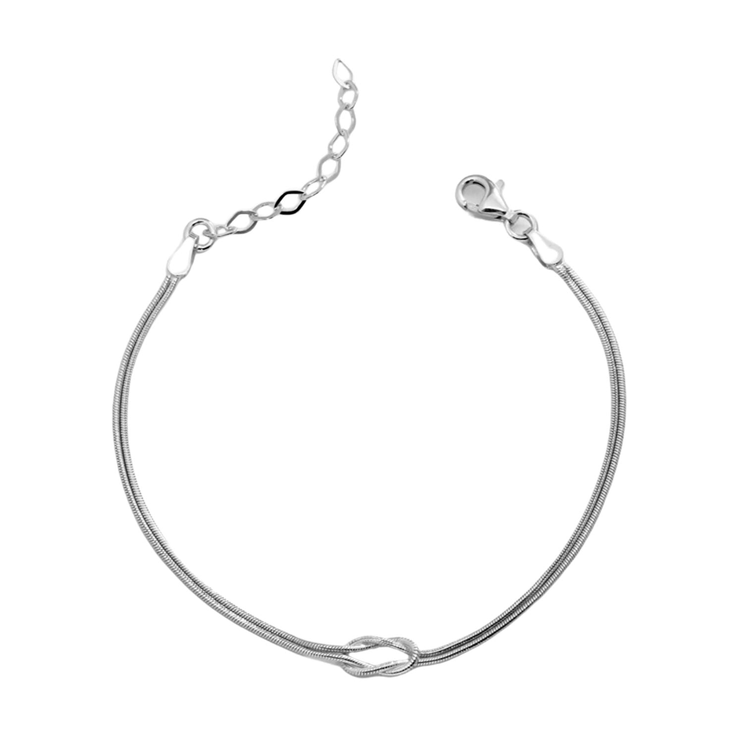 Sterling Silver Snake Chain Knot Bracelet - Silver
