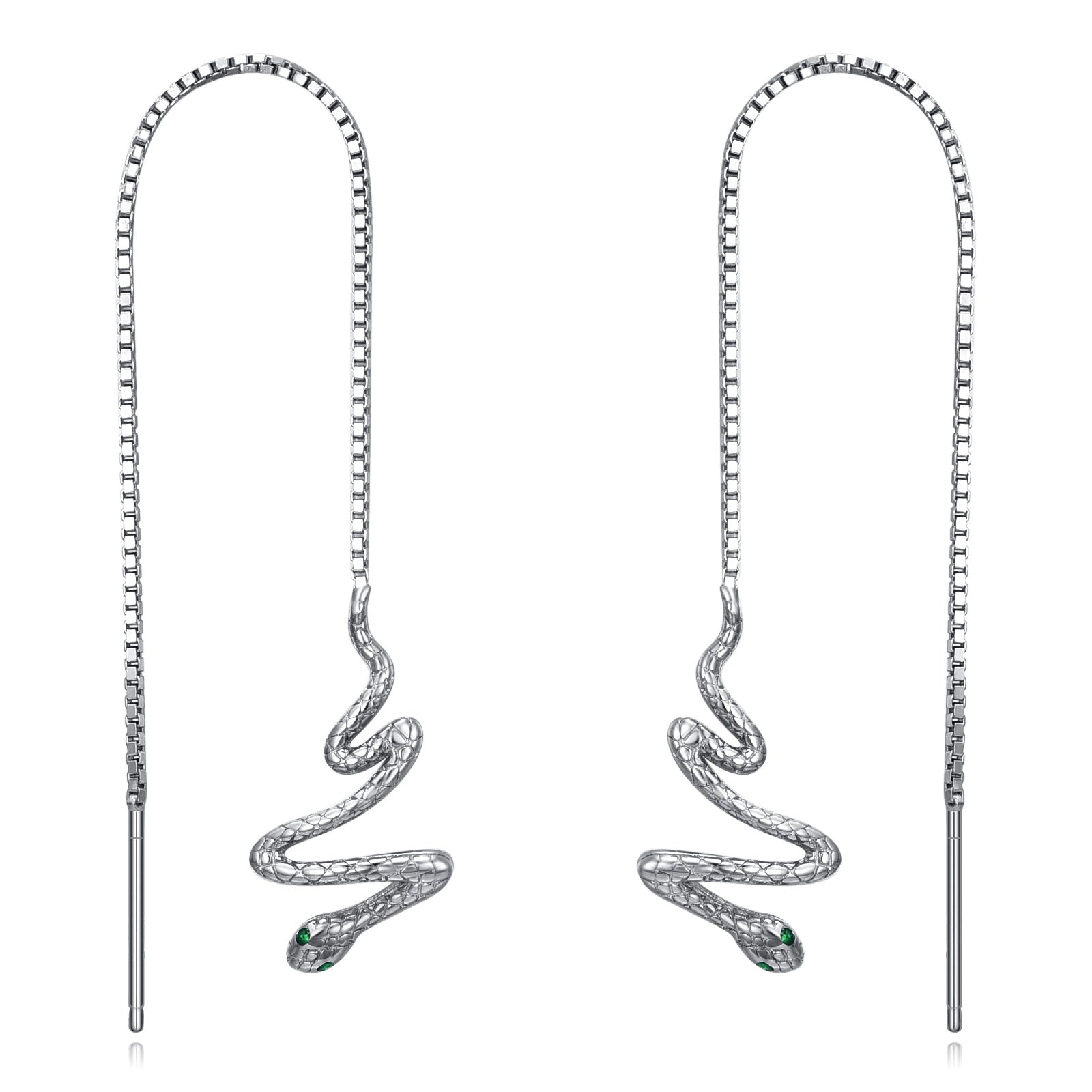 Sterling Silver Cubic Zirconia Snake Drop Earrings