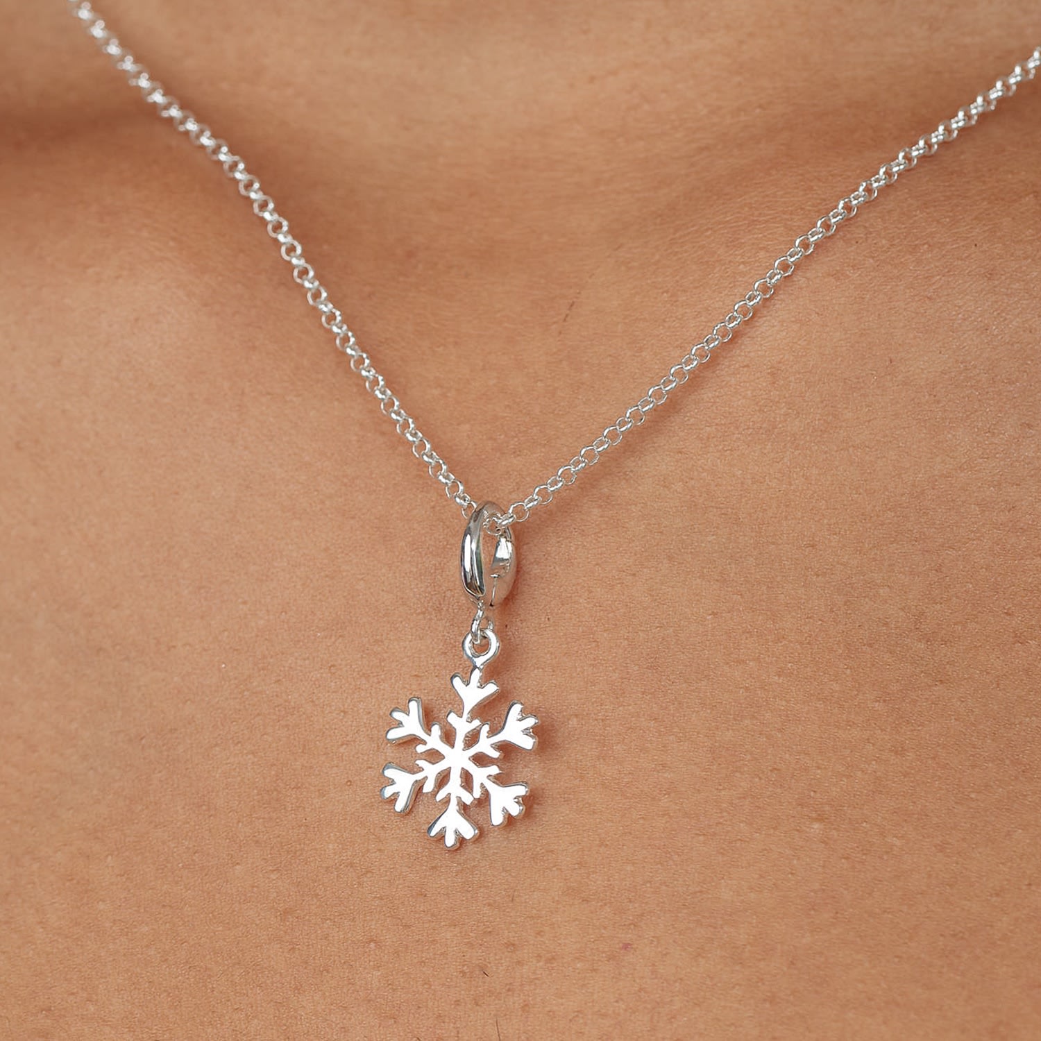 Sterling Silver Snowflake Charm Necklace