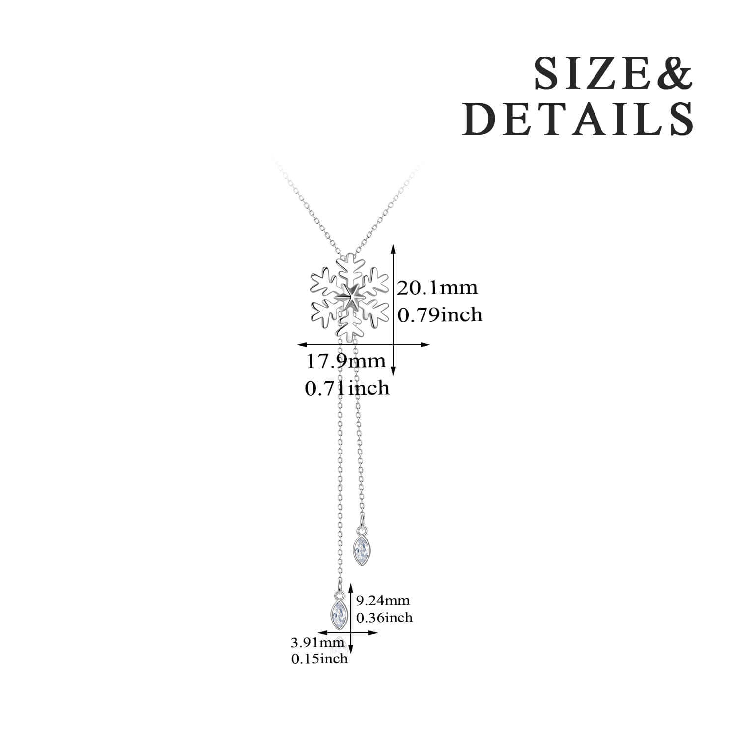Sterling Silver Cubic Zirconia Snowflake Pendant Necklace