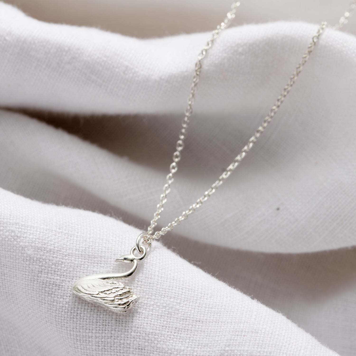 Sterling Silver Soulmate Swan Charm Necklace