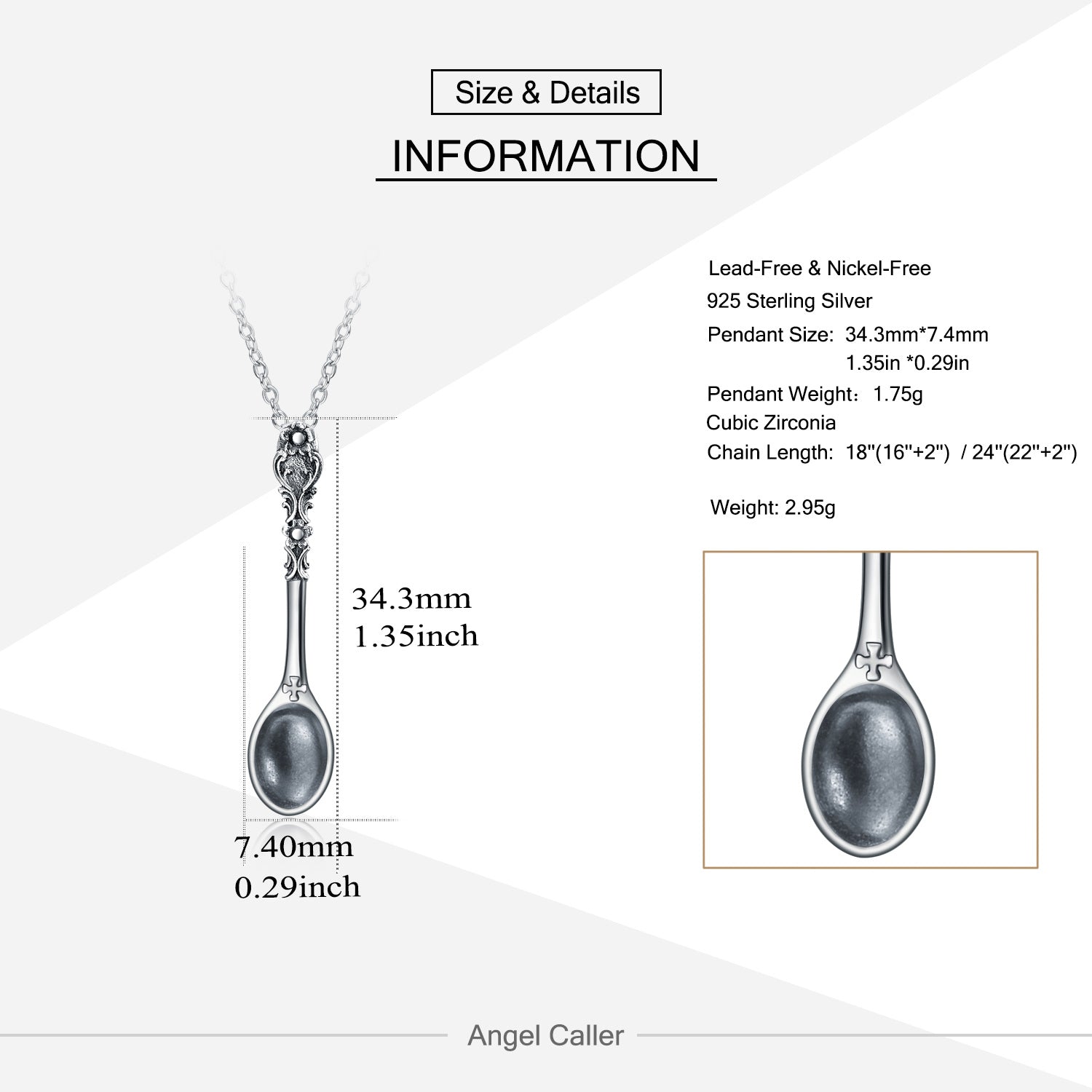 Sterling Silver Spoon Pendant Necklace