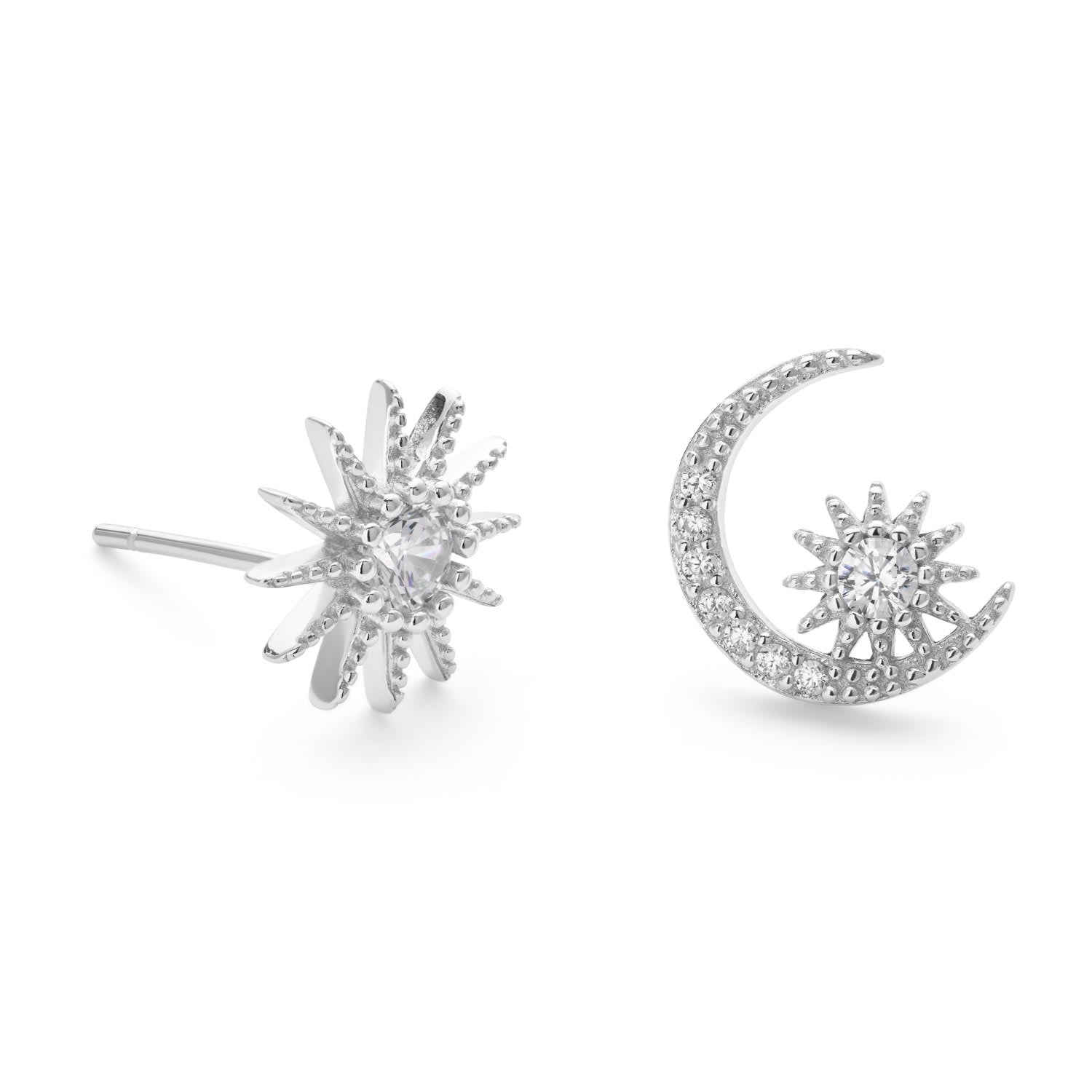 Sterling Silver Star & Crescent Moon Earrings