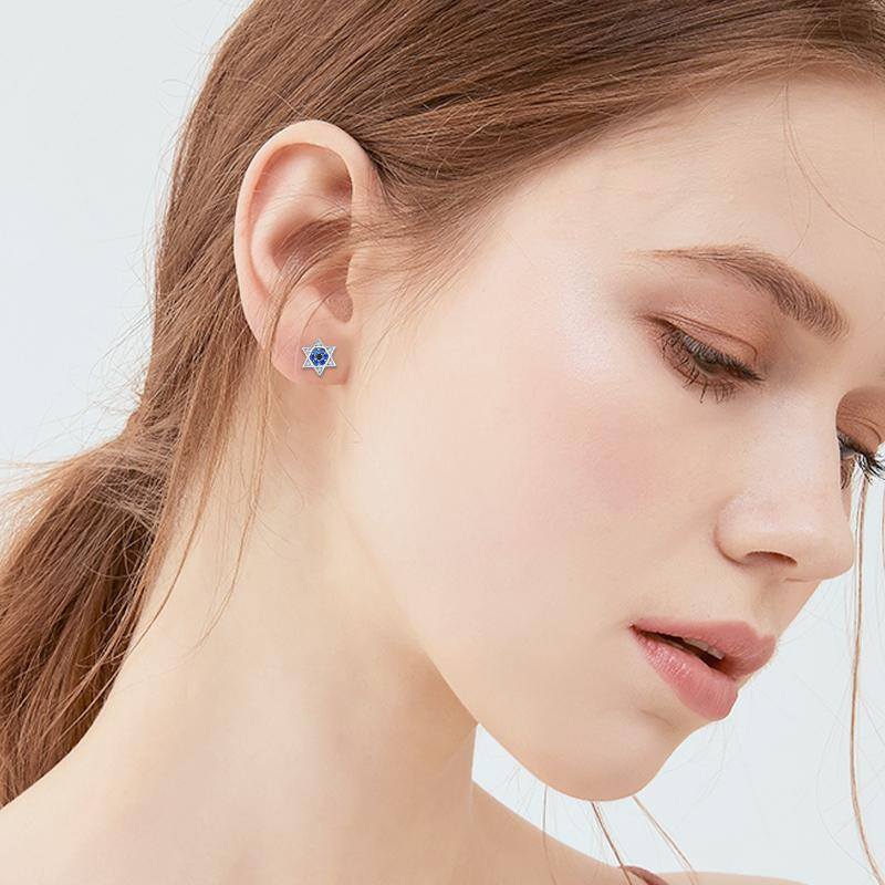 Sterling Silver Star Of David Stud Earrings