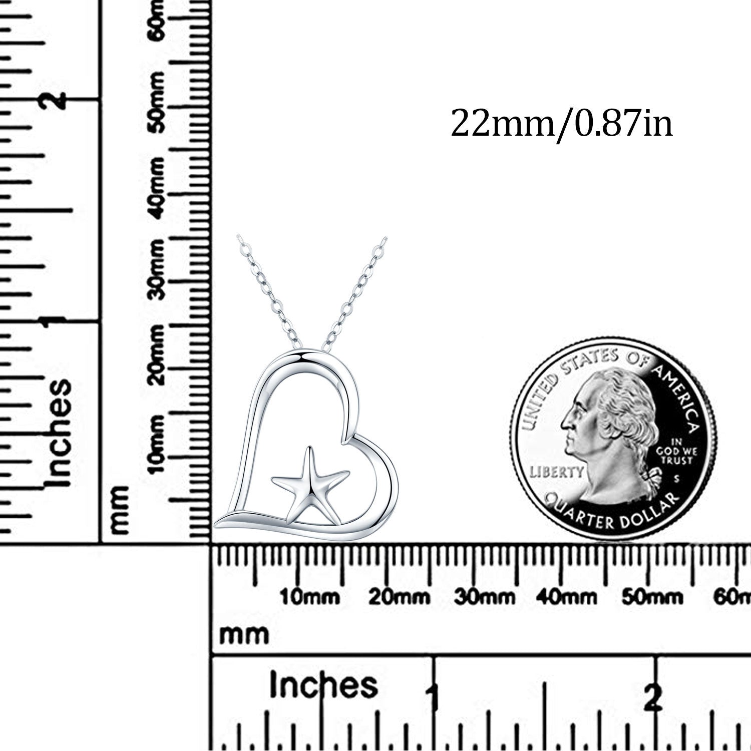 Sterling Silver Starfish & Heart Pendant Necklace