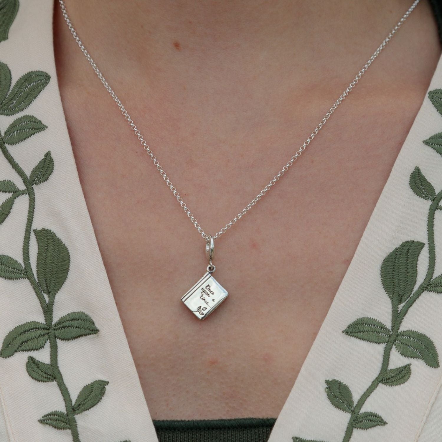 Sterling Silver Story Book Charm Necklace