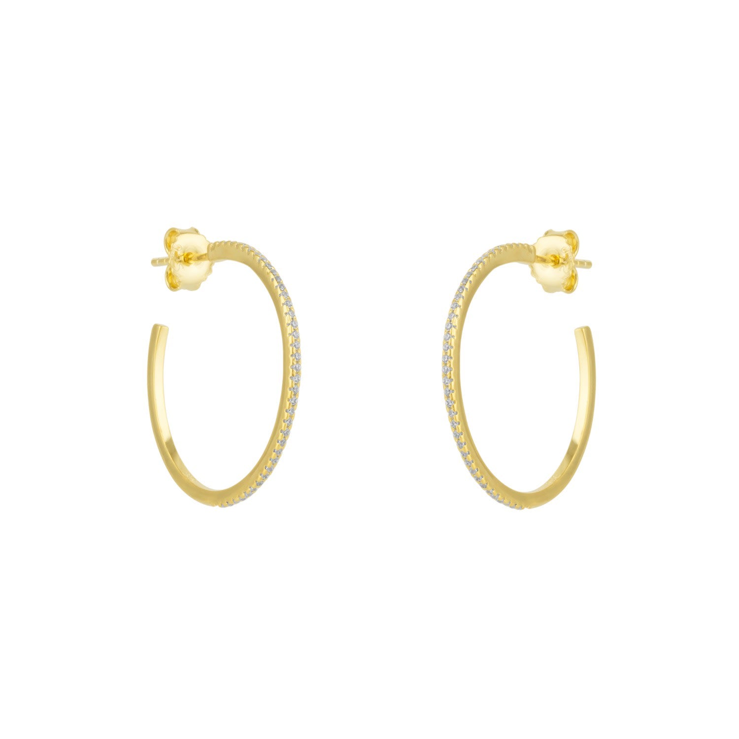 Sterling Silver Stud Hoop Earring - Gold
