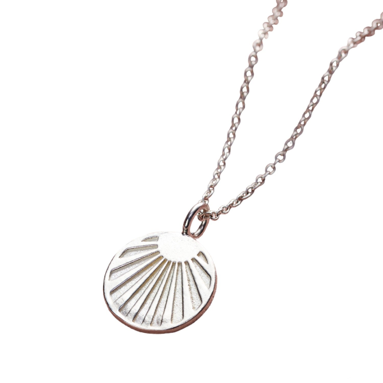 Sterling Silver Sunburst Disc Necklace
