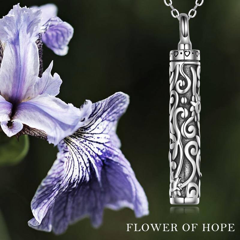 Sterling Silver Sunflower & Bar Urn Necklace for Ashes