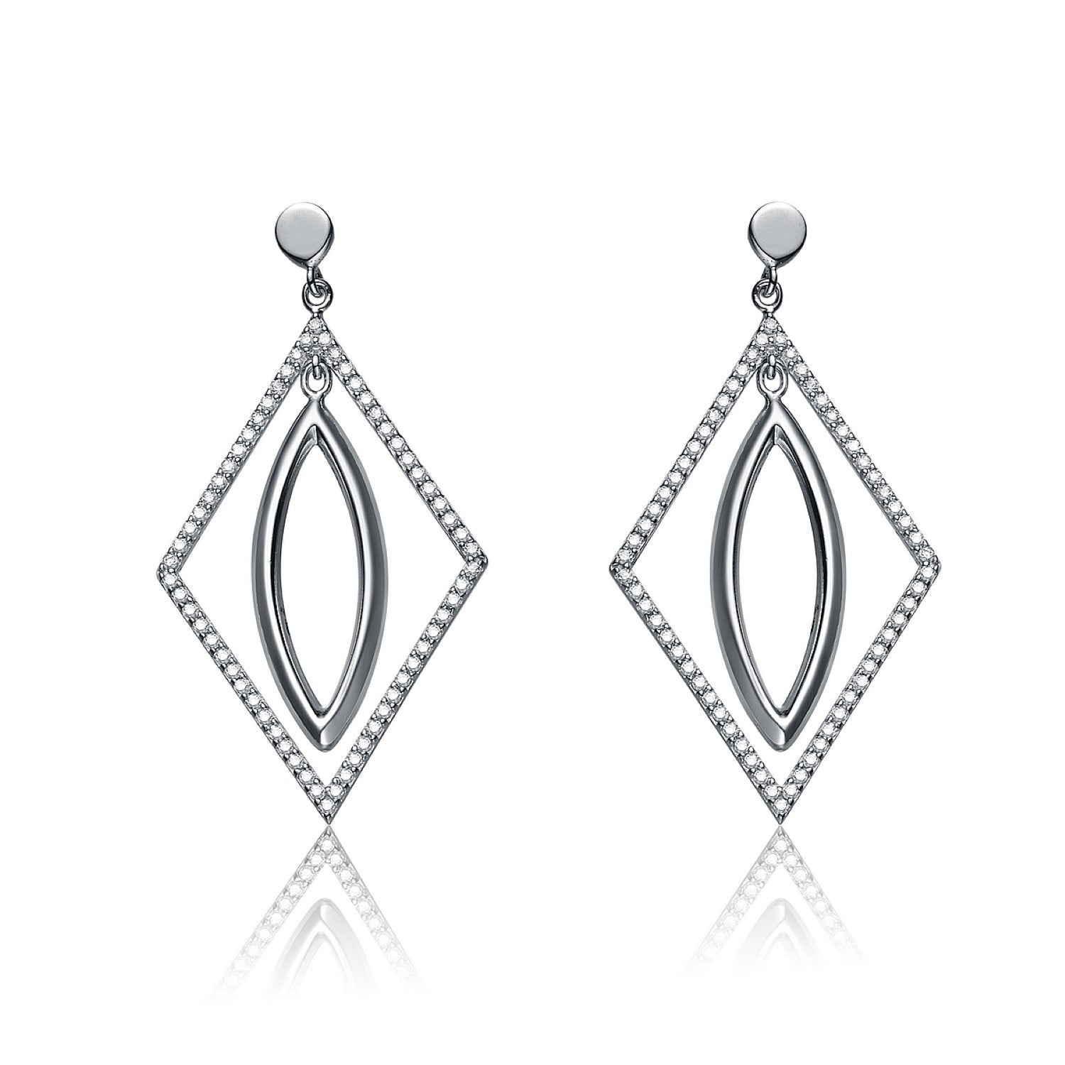 Sterling Silver Suspended Oval Earrings