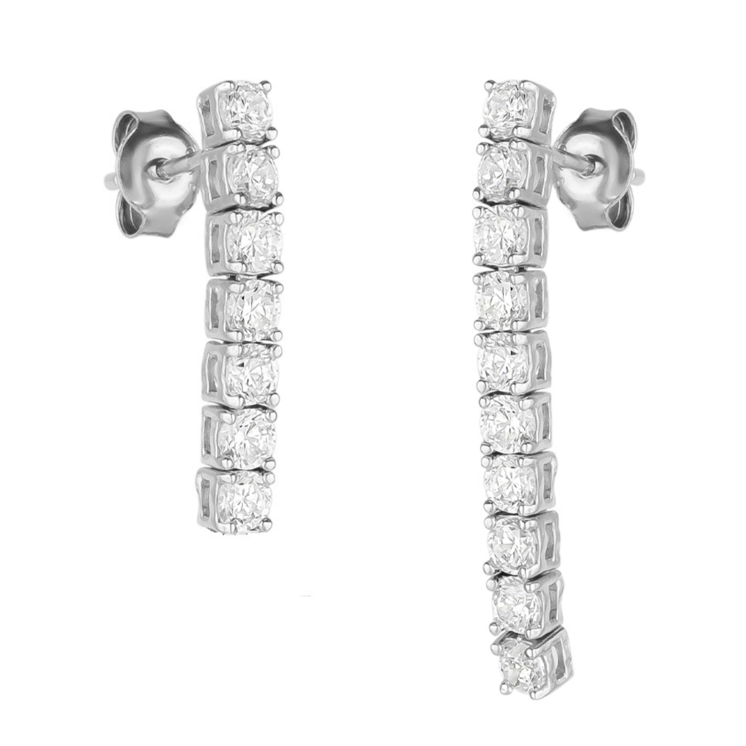 Sterling Silver Tennis Earring Long & Short - Single