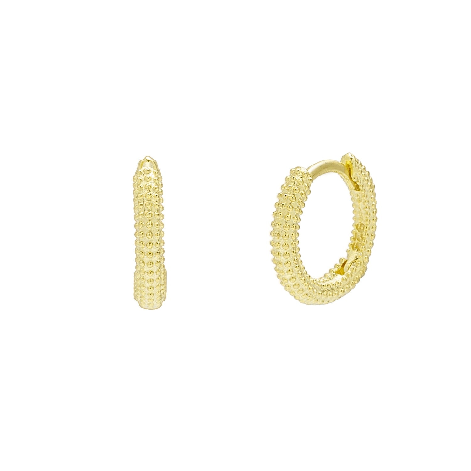 Sterling Silver Textured Pebble Hoops - Gold