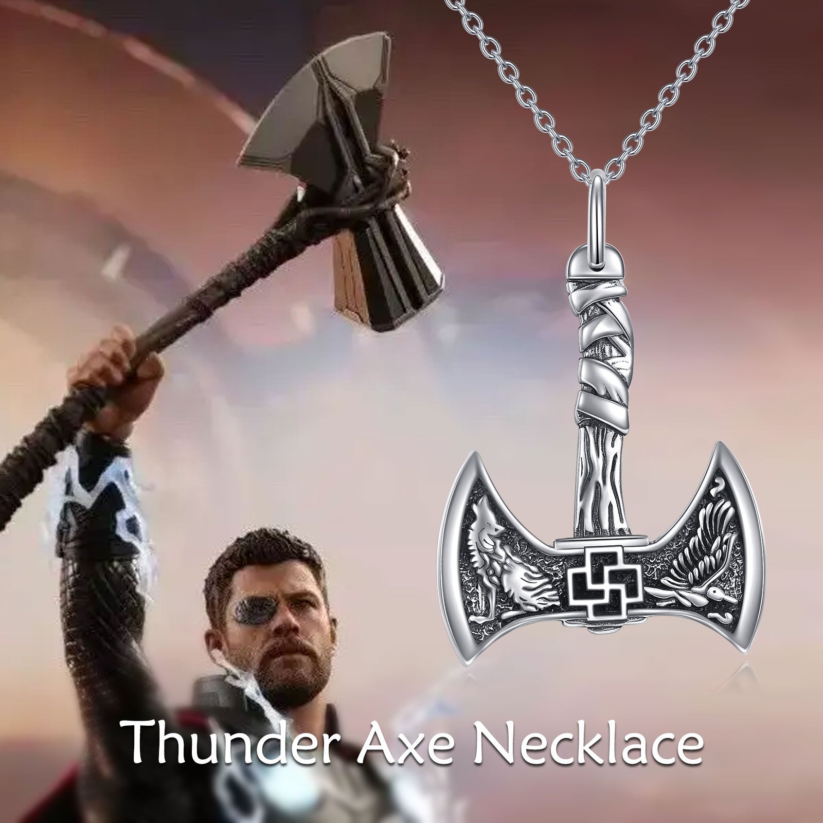 Sterling Silver Thor's Hammer Pendant Necklace