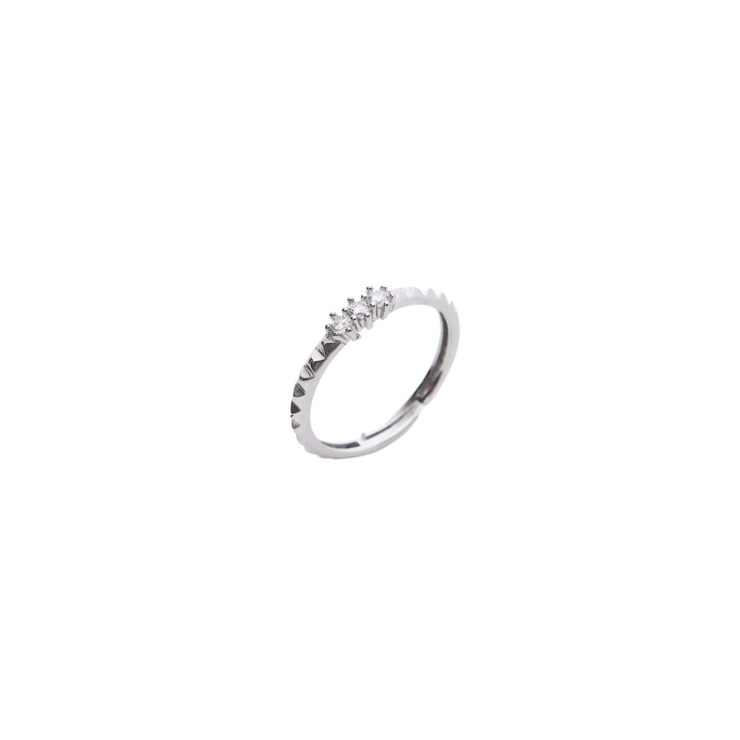 Sterling Silver Three Round Gem Stacking Ring - Silver