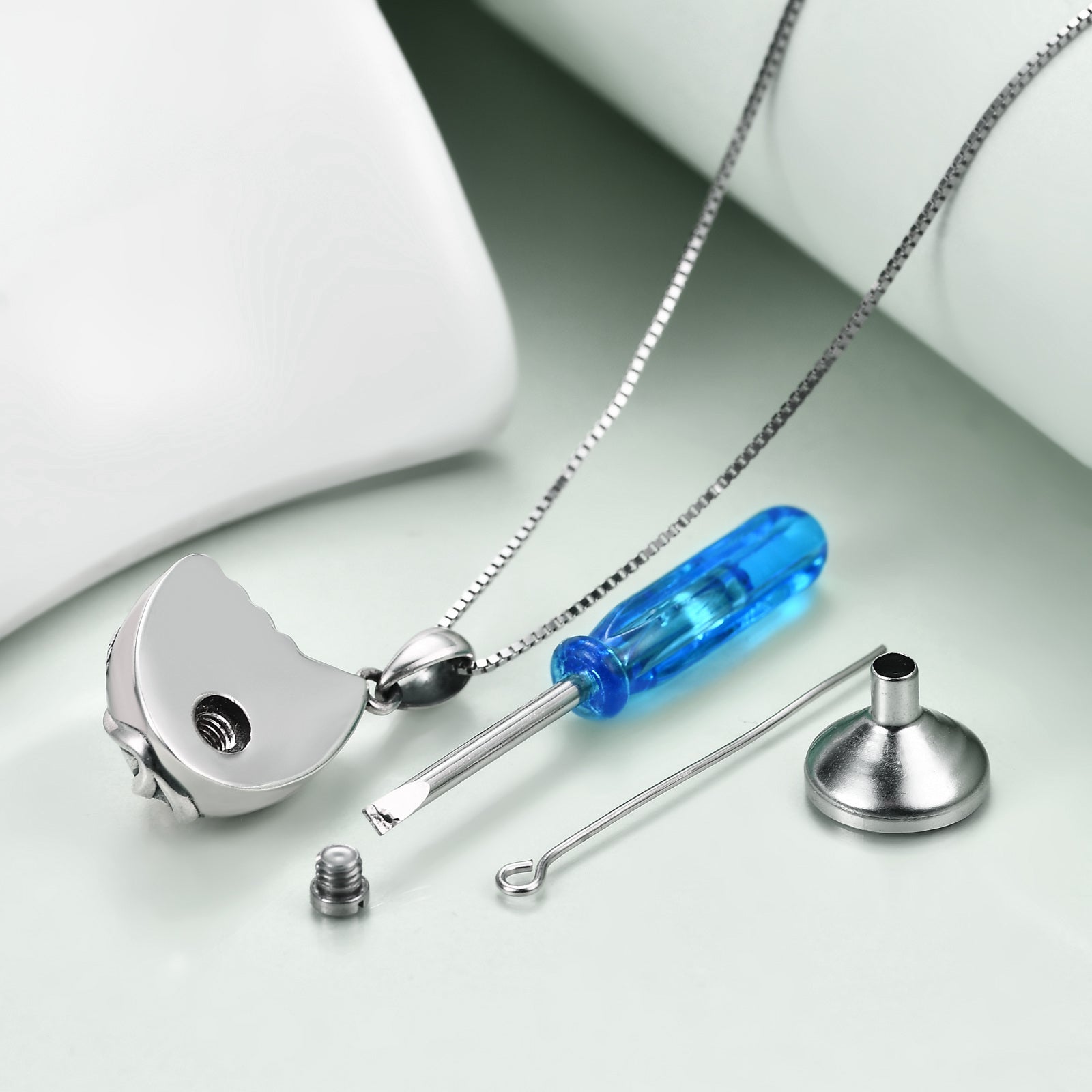 Sterling Silver Two-tone Baseball Urn Necklace for Ashes