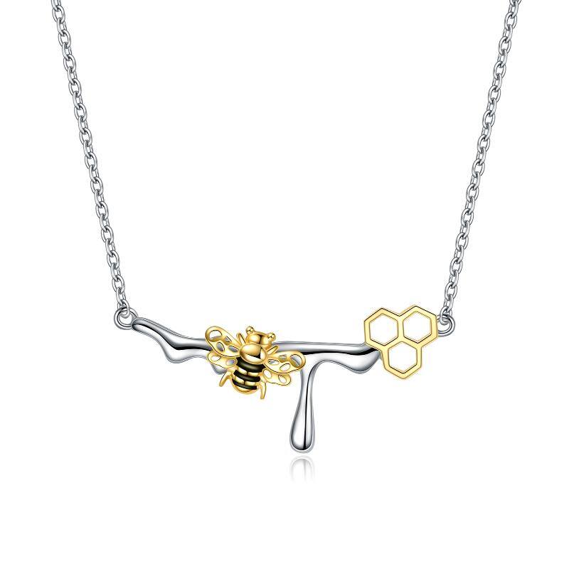 Sterling Silver Two-tone Bee Pendant Necklace