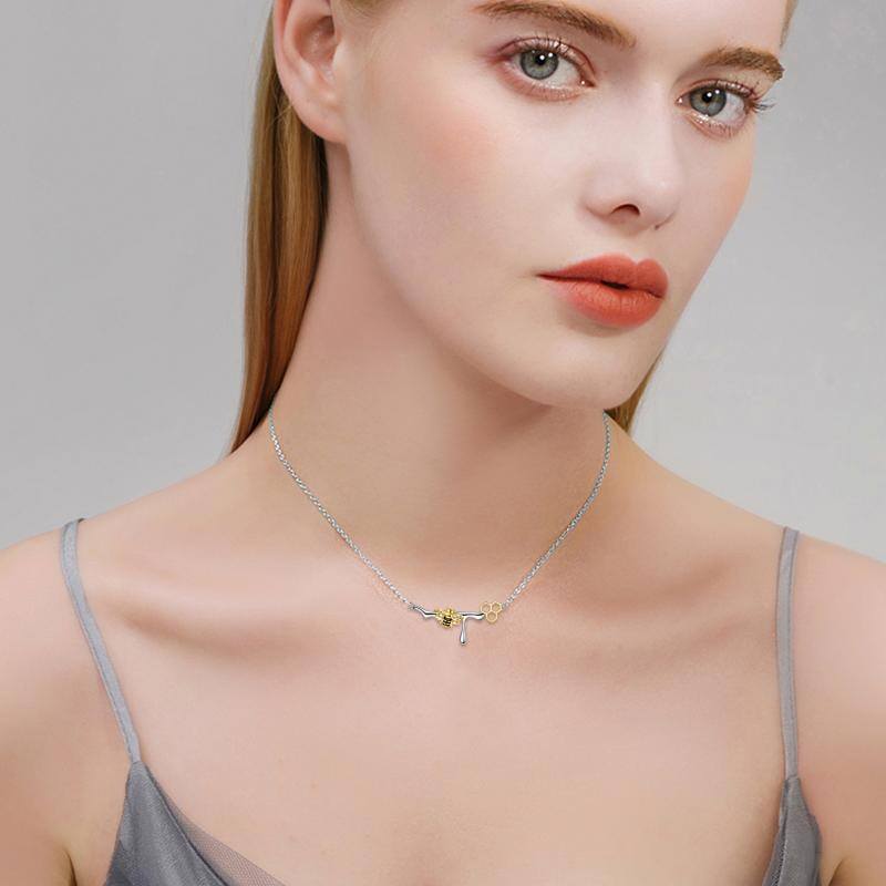 Sterling Silver Two-tone Bee Pendant Necklace