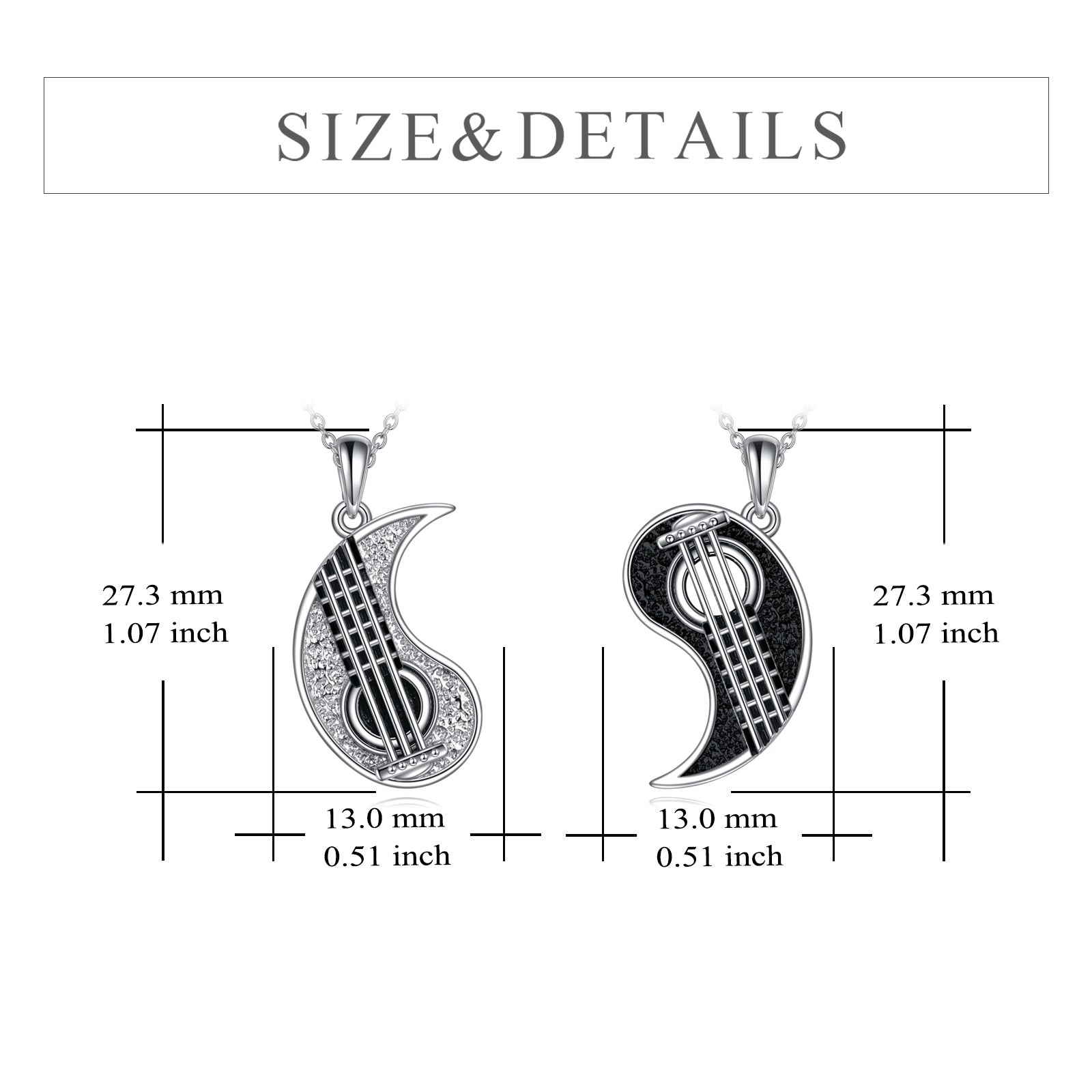 Sterling Silver Two-tone Couple & Guitar Pendant Necklace