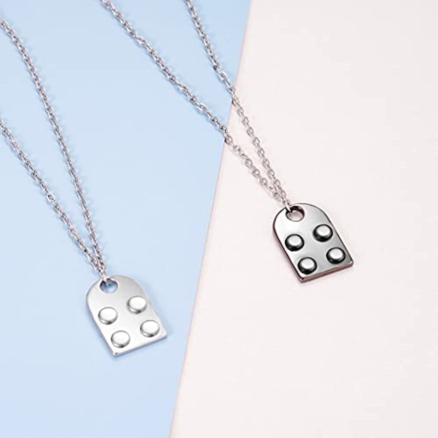 Sterling Silver Two-tone Couple Pendant Necklace
