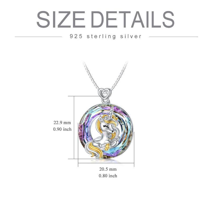 Sterling Silver Two-tone Crystal Unicorn Pendant Necklace