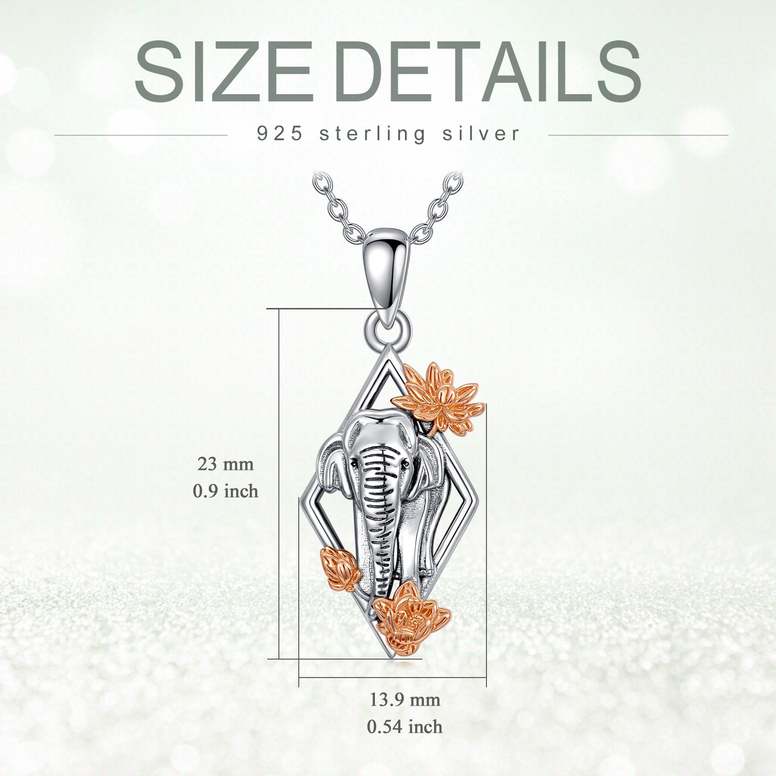 Sterling Silver Two-tone Elephant & Lotus Pendant Necklace