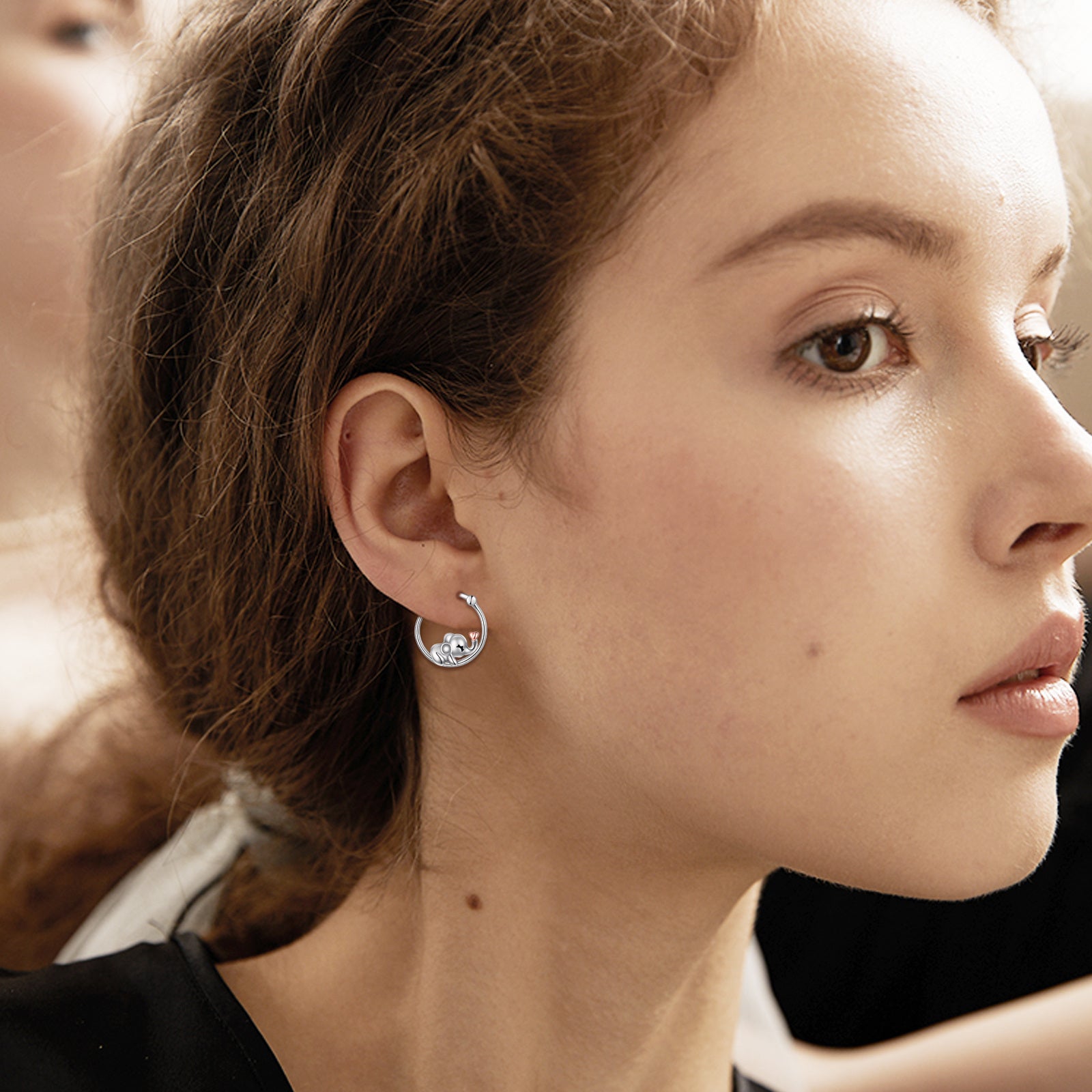 Sterling Silver Two-tone Elephant Stud Earrings