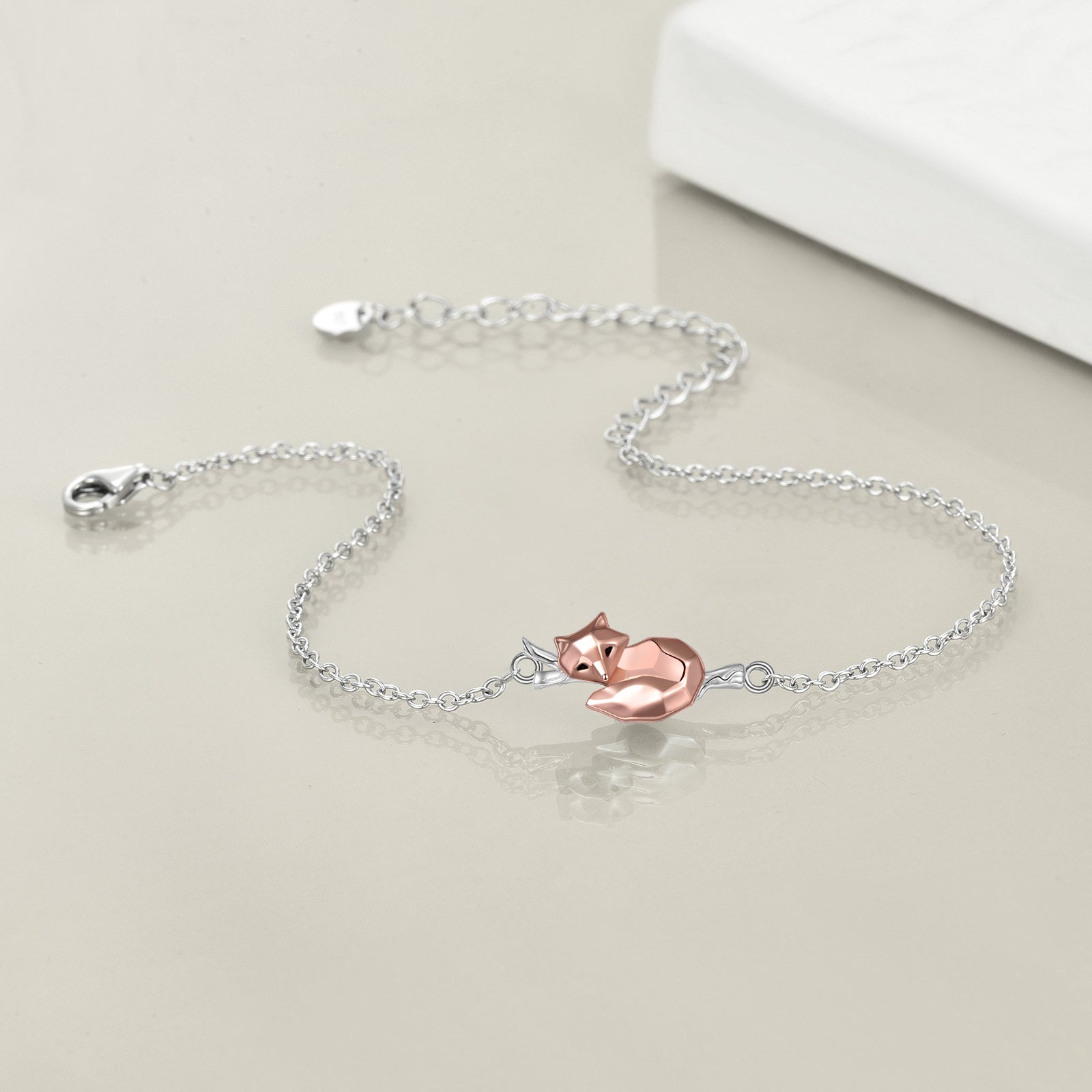 Sterling Silver Two-tone Fox Charm Bracelet