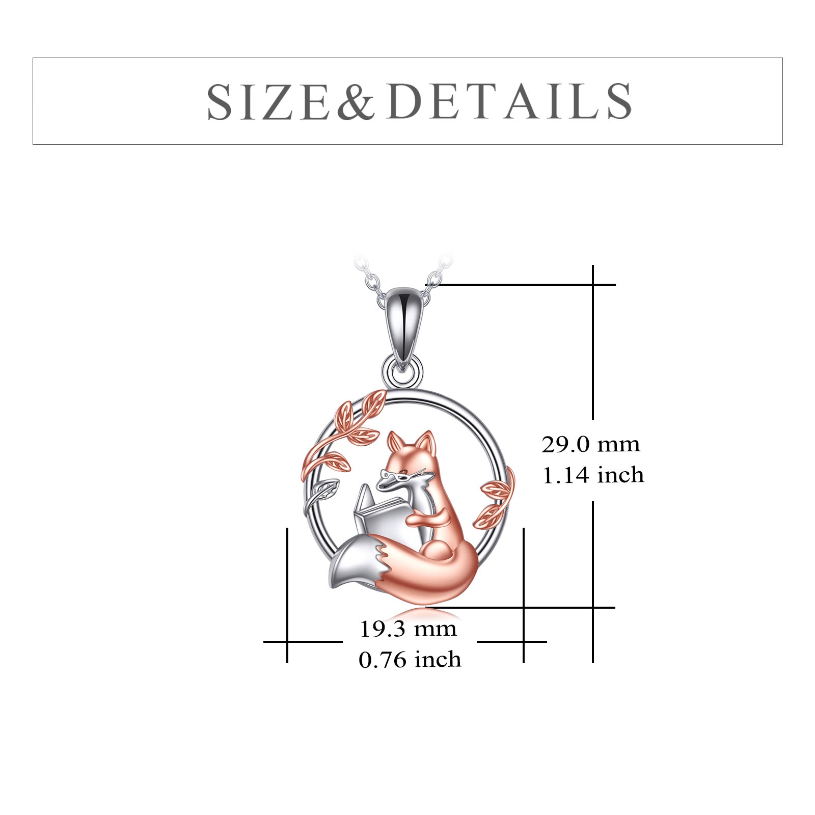 Sterling Silver Two-tone Fox Pendant Necklace