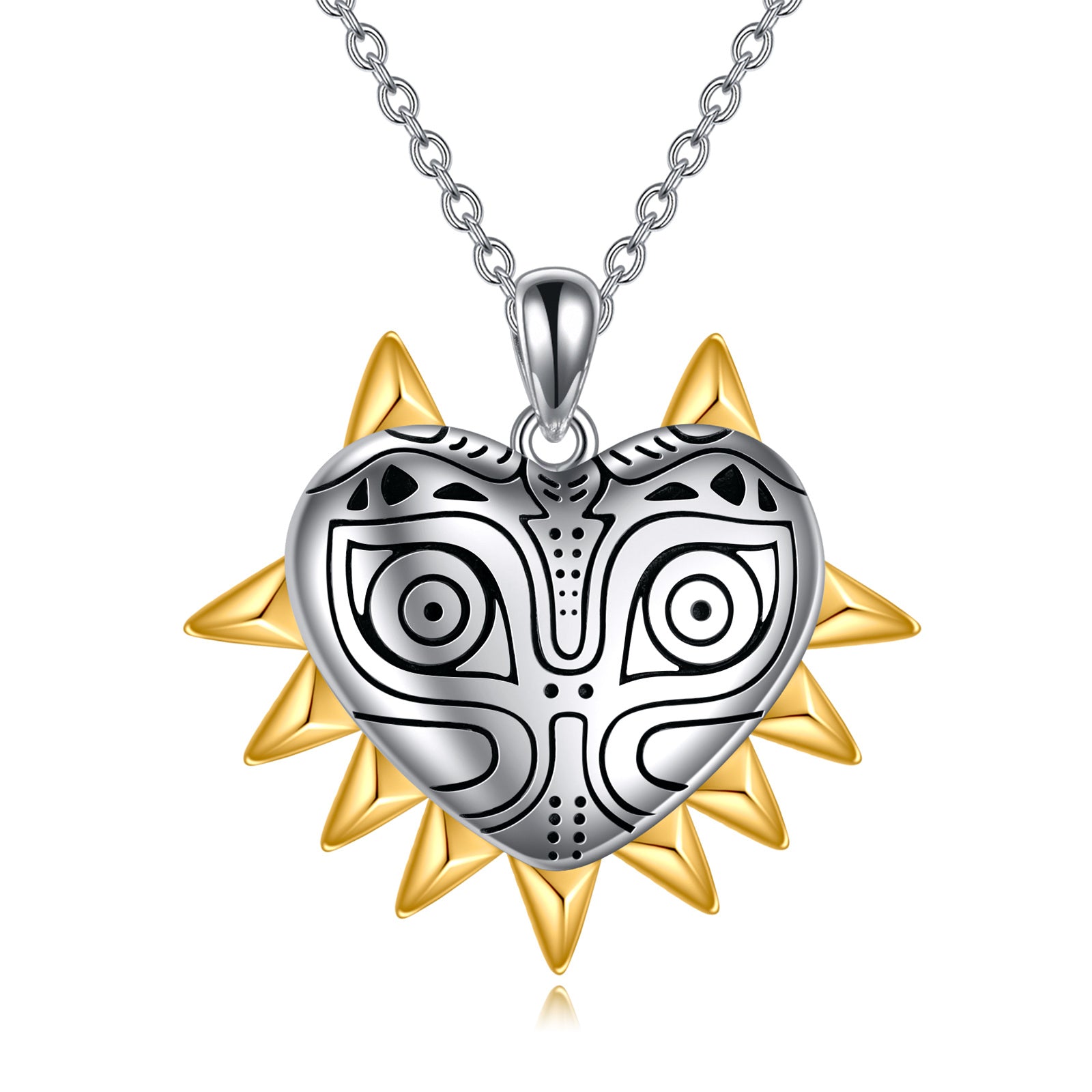 Sterling Silver Two-tone Heart & Legend Of Zelda Pendant Necklace