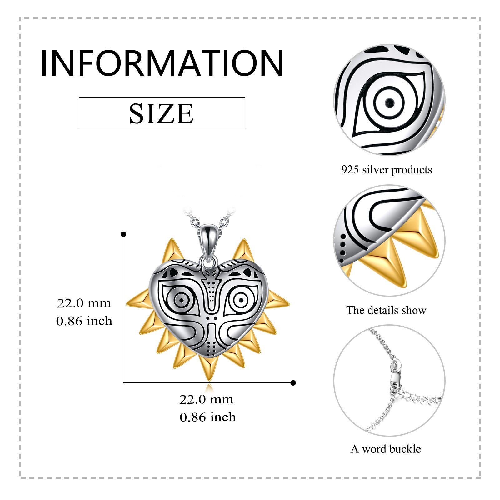 Sterling Silver Two-tone Heart & Legend Of Zelda Pendant Necklace