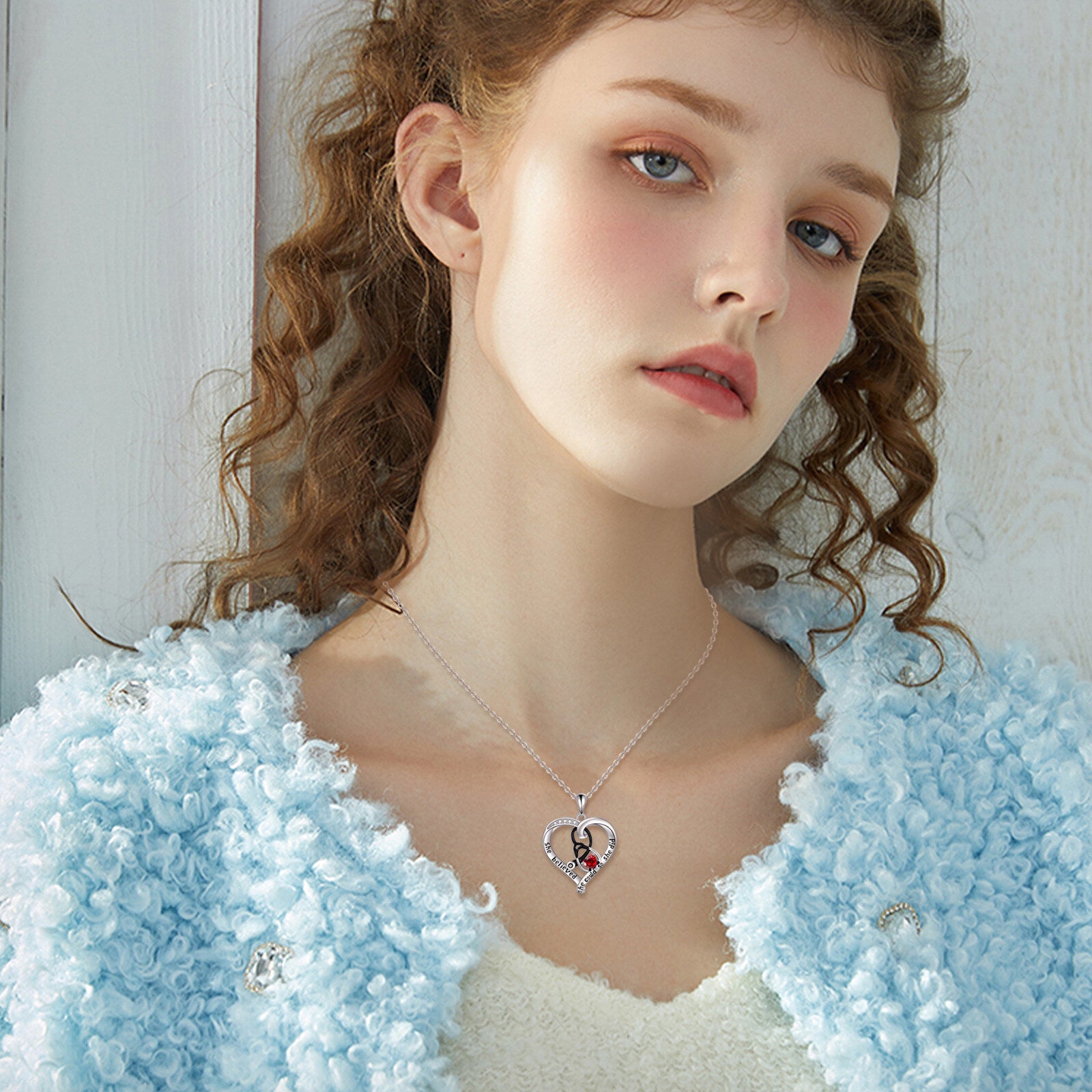 Sterling Silver Two-tone Cubic Zirconia Heart & Stethoscope Pendant Necklace with Engraved Word