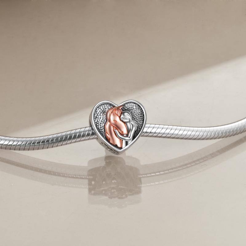 Sterling Silver Two-tone Horse Heart Personalized Photo Bead Charm