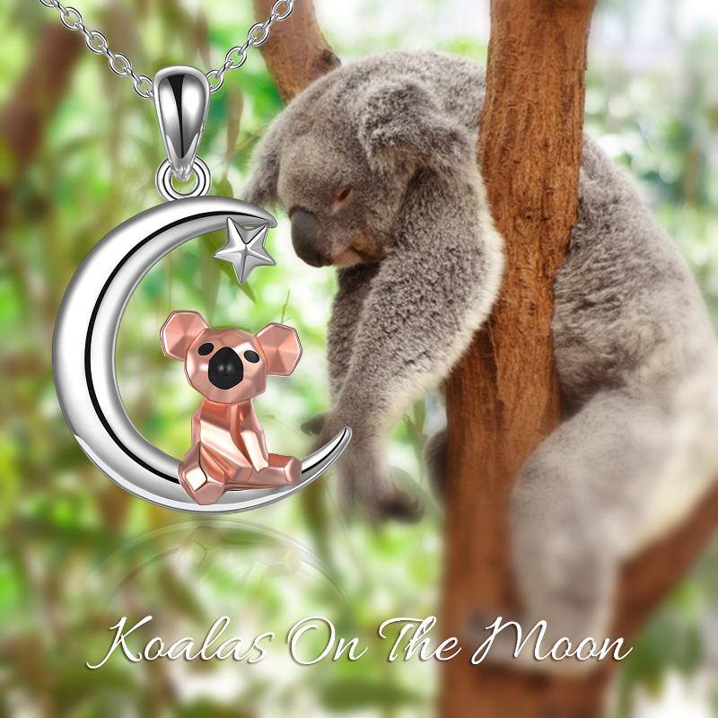 Sterling Silver Two-tone Koala & Moon Pendant Necklace