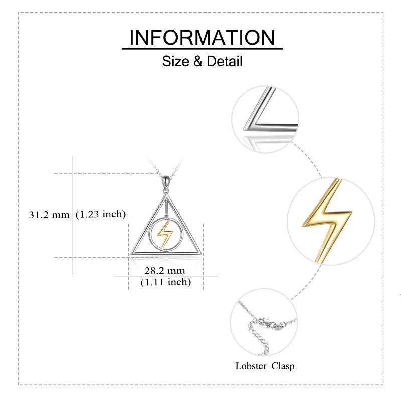 Sterling Silver Two-tone Lightning Pendant Necklace