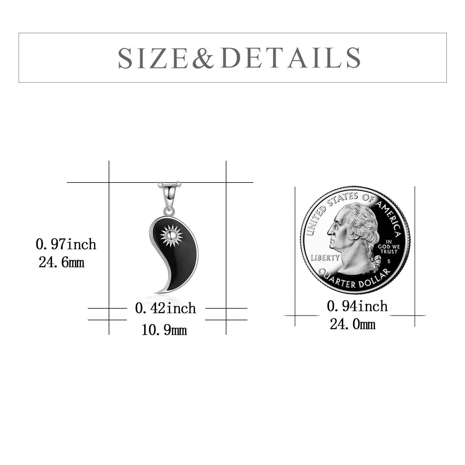 Sterling Silver Two-Tone Yin Yang Moon & Sun Pendant Necklace For Women