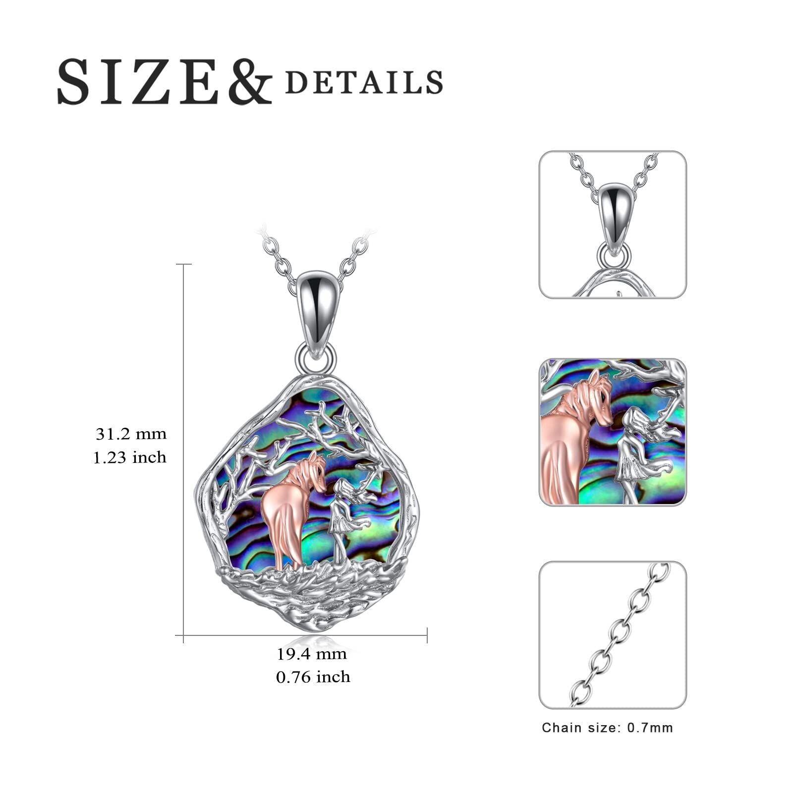 Sterling Silver Two-tone Oval Shaped Abalone Shellfish Wolf Pendant Necklace