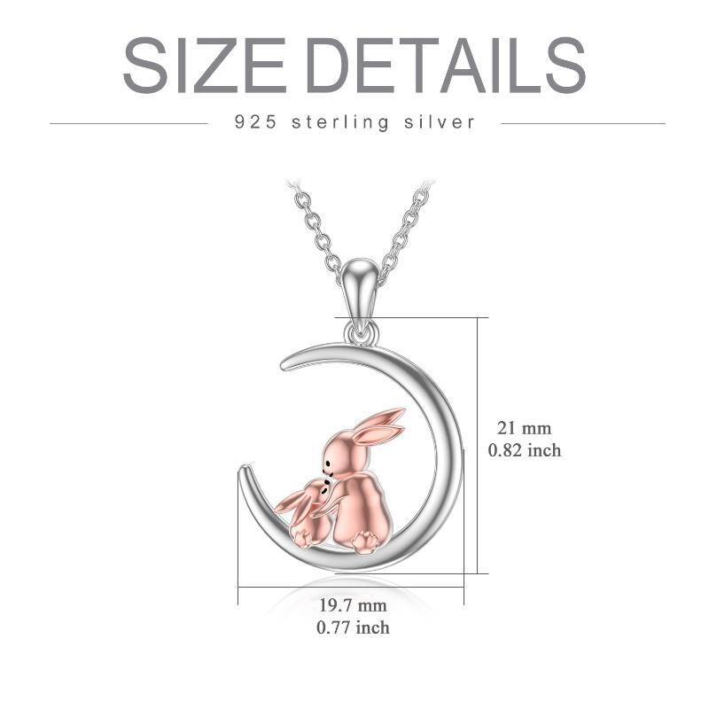 Sterling Silver Two-tone Rabbit & Moon Pendant Necklace
